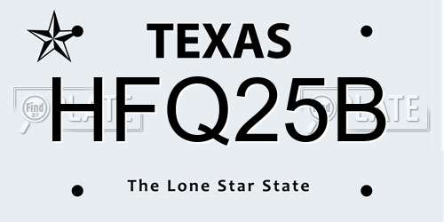 HFQ25B Texas License Plate