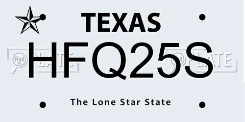 HFQ25S Texas License Plate
