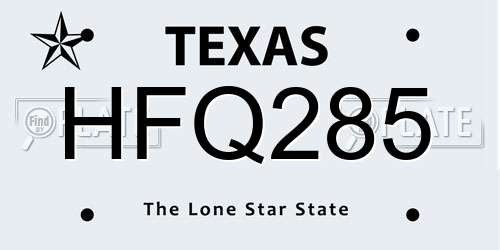 HFQ285 Texas License Plate