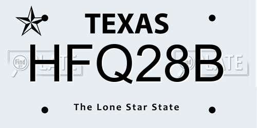 HFQ28B Texas License Plate
