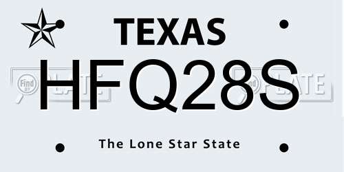 HFQ28S Texas License Plate