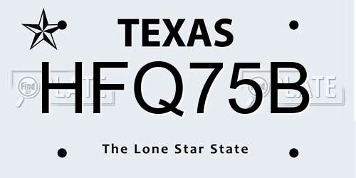 HFQ75B Texas License Plate