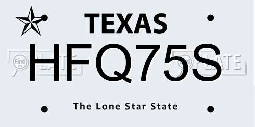 HFQ75S Texas License Plate