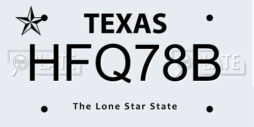 HFQ78B Texas License Plate
