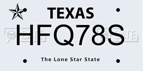 HFQ78S Texas License Plate