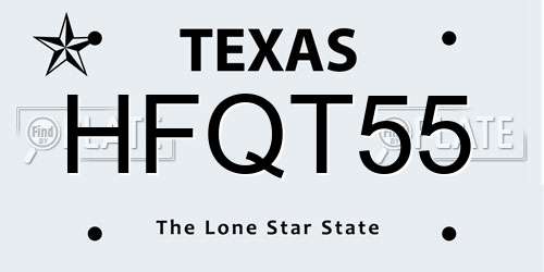 HFQT55 Texas License Plate