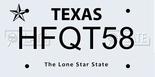 HFQT58 Texas License Plate