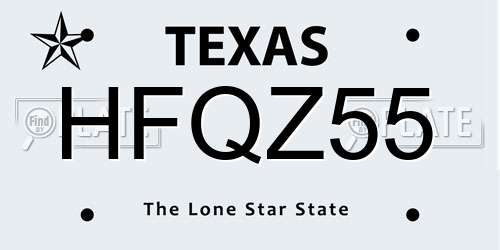HFQZ55 Texas License Plate