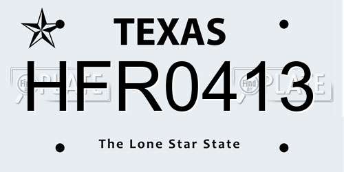 HFR0413 Texas License Plate
