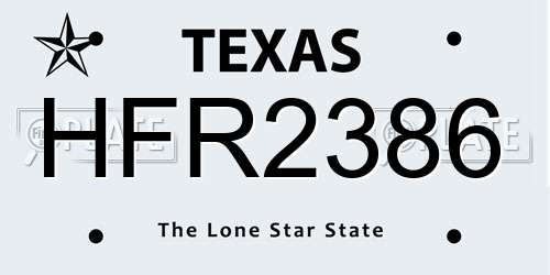 HFR2386 Texas License Plate