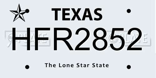 HFR2852 Texas License Plate