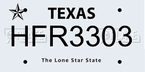 HFR3303 Texas License Plate