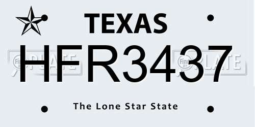HFR3437 Texas License Plate
