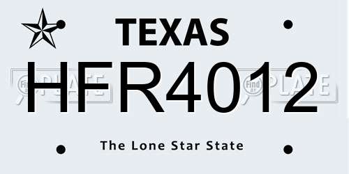 HFR4012 Texas License Plate