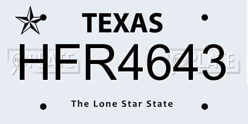 HFR4643 Texas License Plate