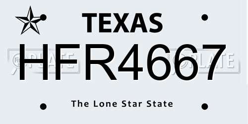 HFR4667 Texas License Plate