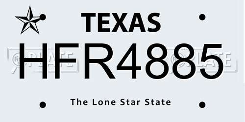 HFR4885 Texas License Plate