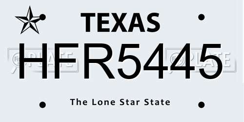 HFR5445 Texas License Plate