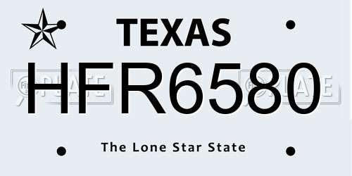 HFR6580 Texas License Plate