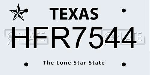 HFR7544 Texas License Plate