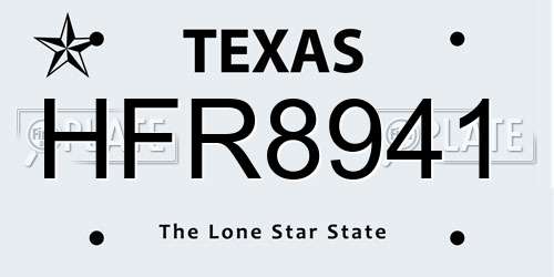 HFR8941 Texas License Plate