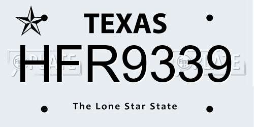 HFR9339 Texas License Plate