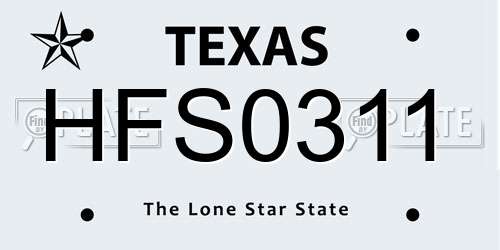 HFS0311 Texas License Plate