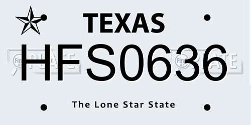 HFS0636 Texas License Plate