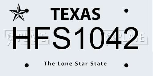 HFS1042 Texas License Plate
