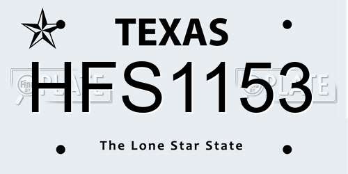 HFS1153 Texas License Plate