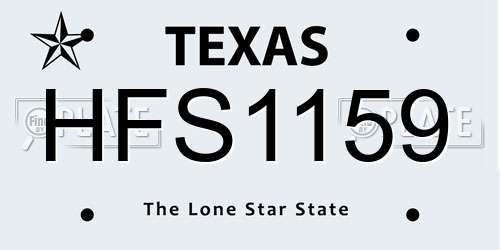 HFS1159 Texas License Plate