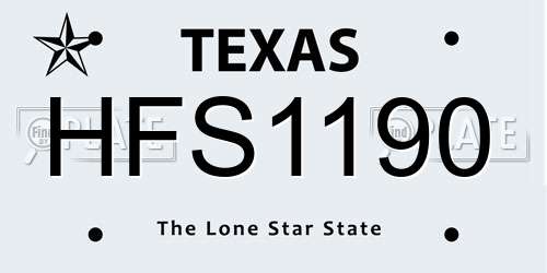 HFS1190 Texas License Plate