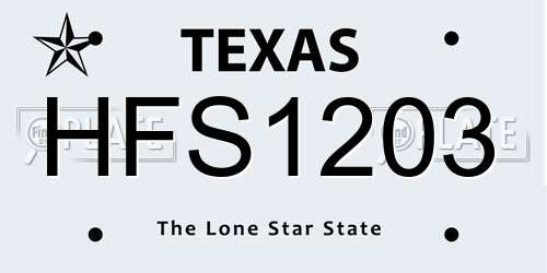 HFS1203 Texas License Plate