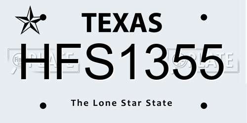 HFS1355 Texas License Plate