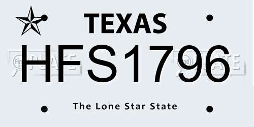 HFS1796 Texas License Plate