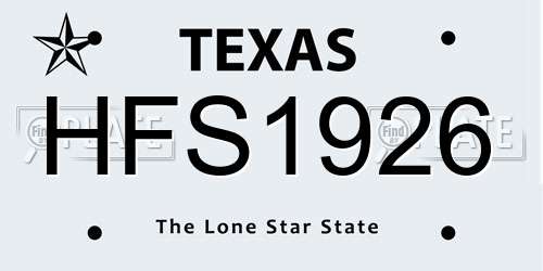 HFS1926 Texas License Plate