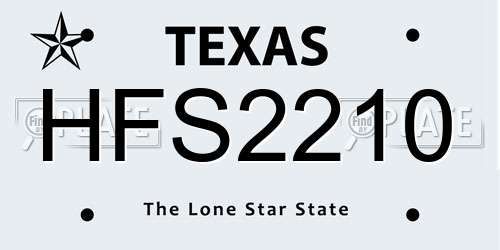 HFS2210 Texas License Plate