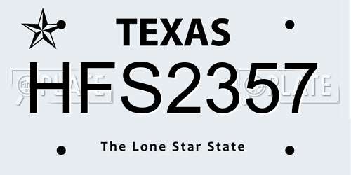 HFS2357 Texas License Plate