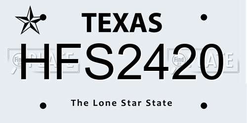 HFS2420 Texas License Plate