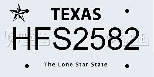 HFS2582 Texas License Plate