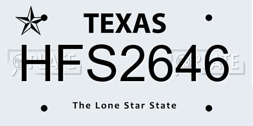 HFS2646 Texas License Plate