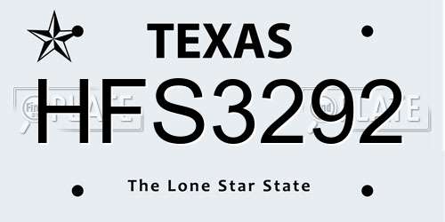 HFS3292 Texas License Plate