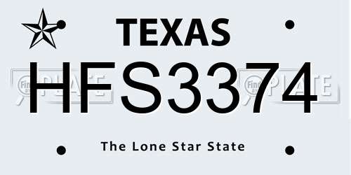 HFS3374 Texas License Plate