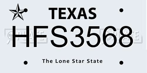 HFS3568 Texas License Plate