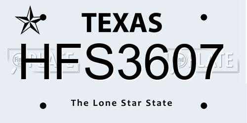 HFS3607 Texas License Plate