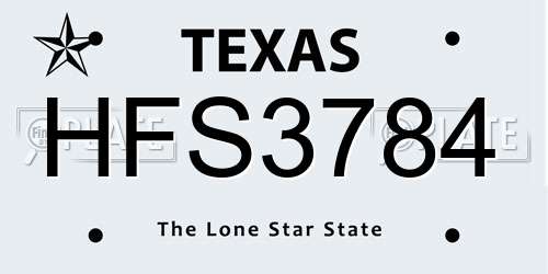 HFS3784 Texas License Plate