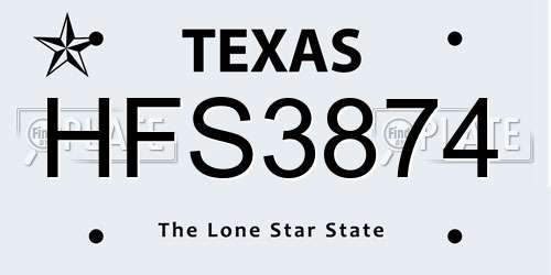 HFS3874 Texas License Plate