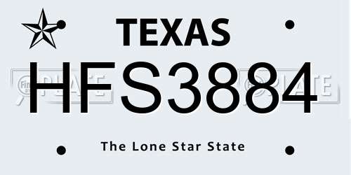HFS3884 Texas License Plate