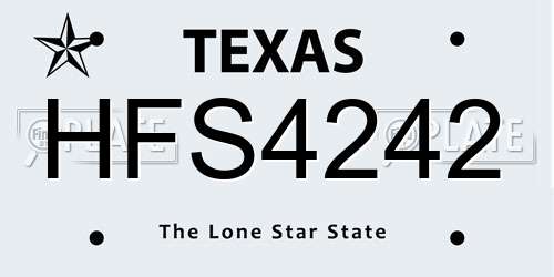 HFS4242 Texas License Plate