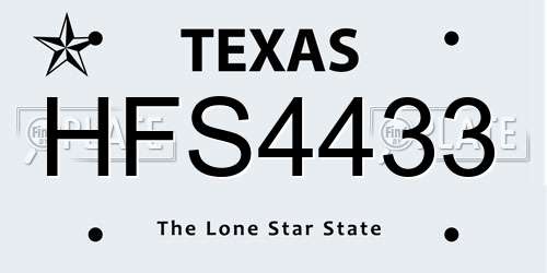 HFS4433 Texas License Plate